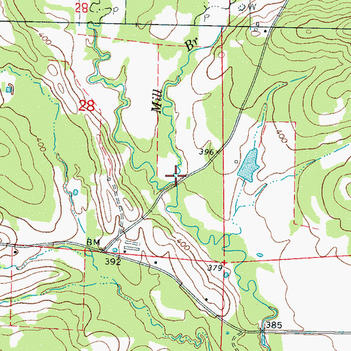 Topographic Map of Mill Branch, MS
