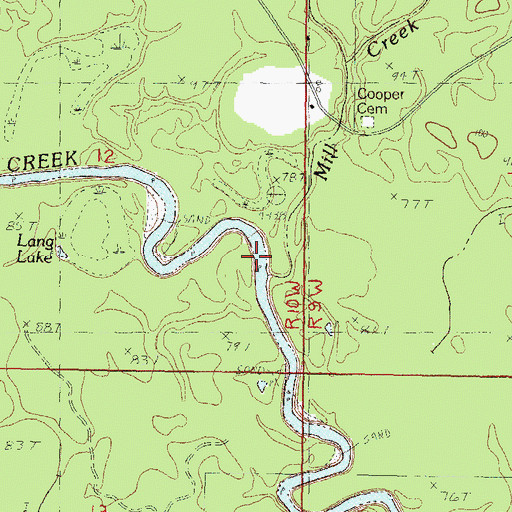 Topographic Map of Mill Creek, MS