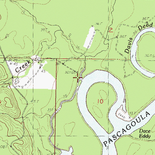 Topographic Map of Mill Creek, MS
