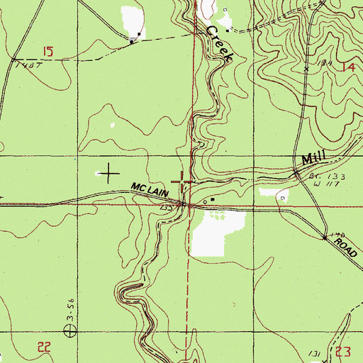 Topographic Map of Mill Creek, MS