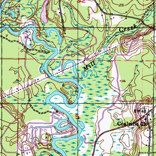 Topographic Map of Mill Creek, MS