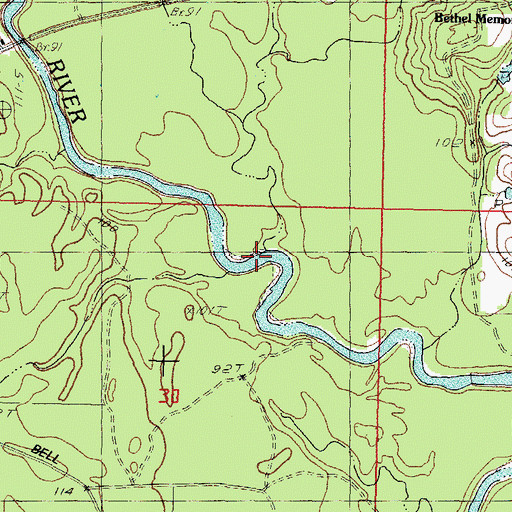 Topographic Map of Mill Creek, MS