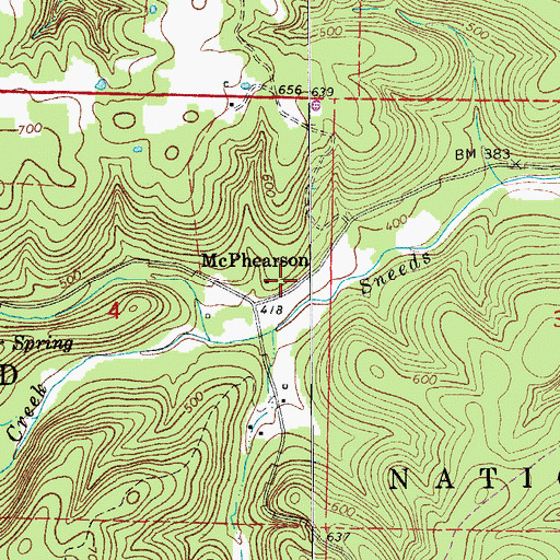 Topographic Map of McPhearson School (historical), AR