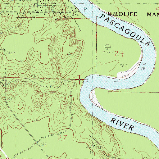 Topographic Map of Mill Creek, MS