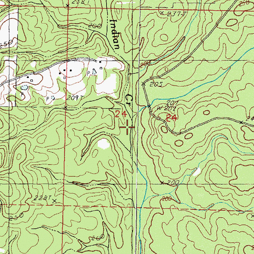 Topographic Map of Mill Creek, MS