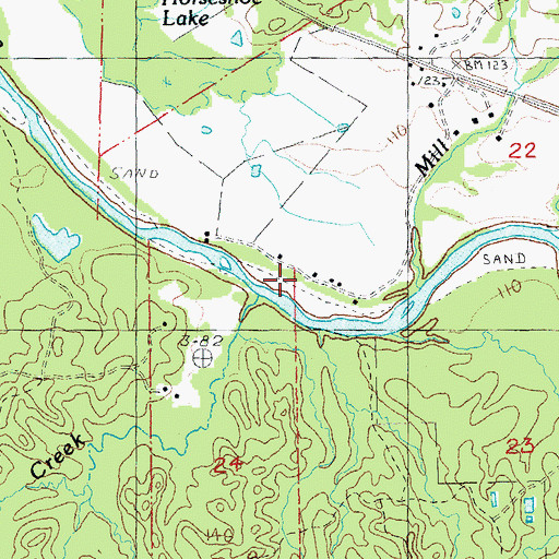 Topographic Map of Mill Creek, MS