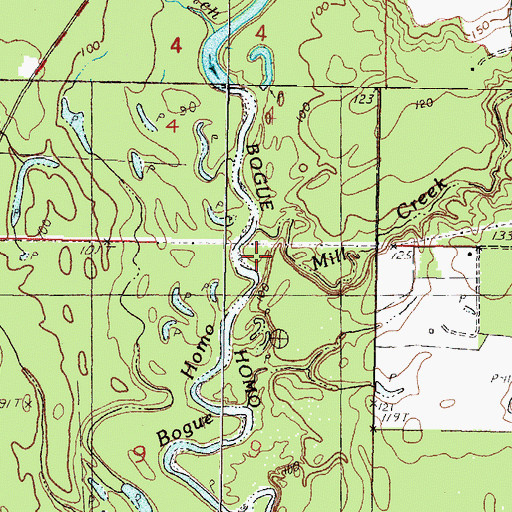 Topographic Map of Mill Creek, MS