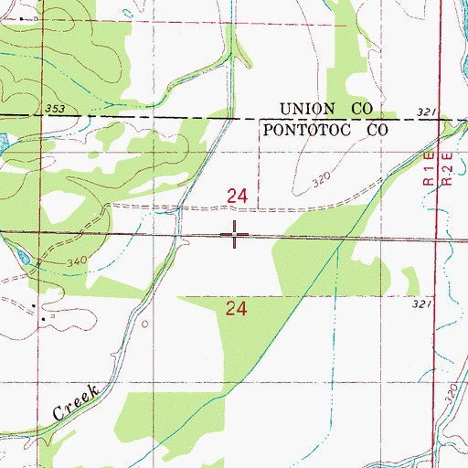 Topographic Map of Mill Creek, MS