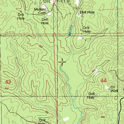 Topographic Map of Mills Branch, MS