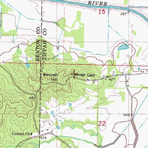 Topographic Map of Minter Cemetery, MS