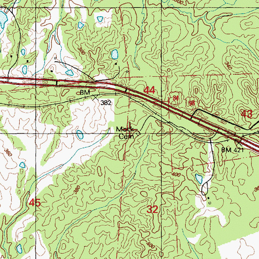 Topographic Map of Mock Cemetery, MS