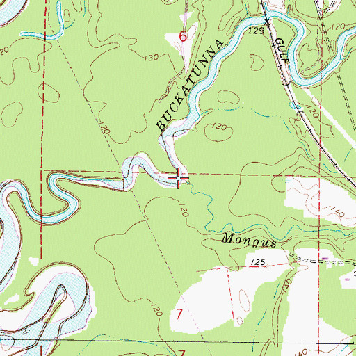 Topographic Map of Mongus Creek, MS