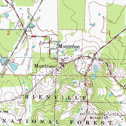 Topographic Map of Montrose, MS