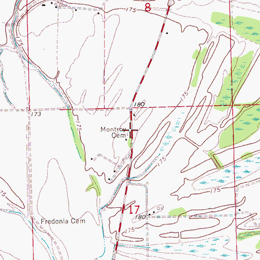 Topographic Map of Montroy Cemetery, MS