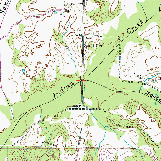 Topographic Map of Moody Creek, TN