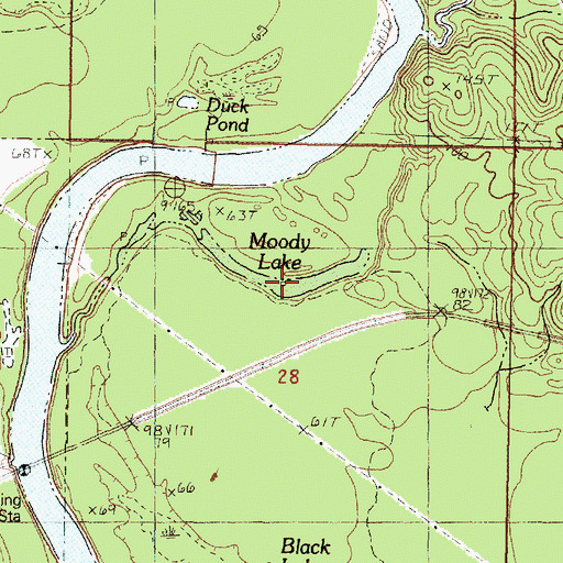 Topographic Map of Moody Lake, MS
