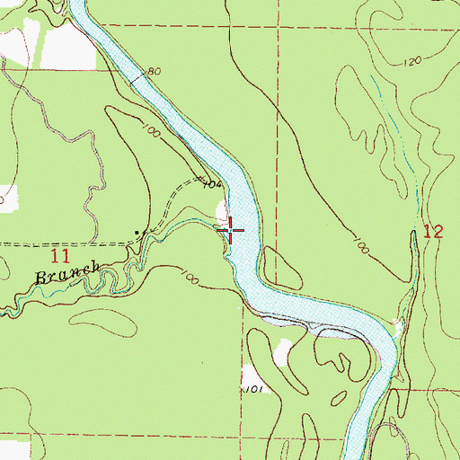 Topographic Map of Morgan Mill Branch, MS