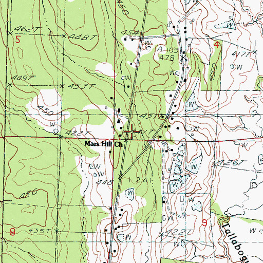 Topographic Map of Mars Hill Church, MS