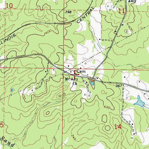 Topographic Map of Mount Airy Baptist Church, MS