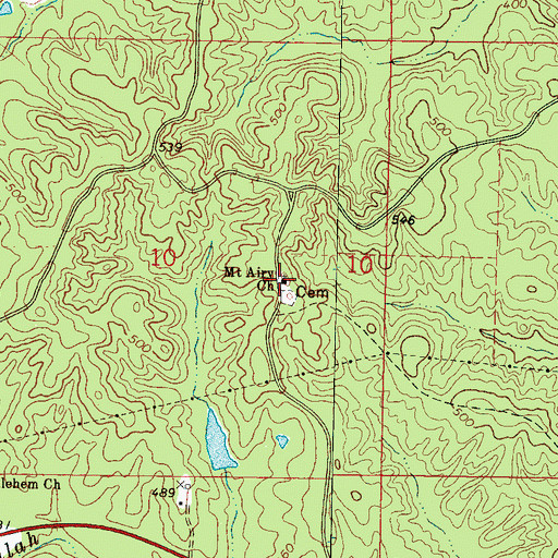 Topographic Map of Mount Airy Church, MS