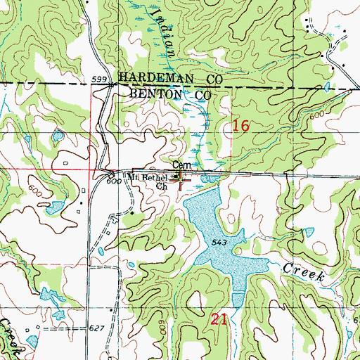Topographic Map of Mount Bethel Church, MS