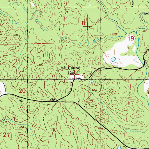 Topographic Map of Mount Carmel Cemetery, MS