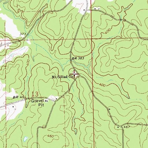 Topographic Map of Mount Gilead Primitive Baptist Church, MS