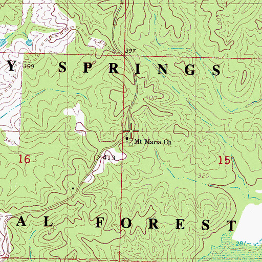 Topographic Map of Mount Maria Church, MS