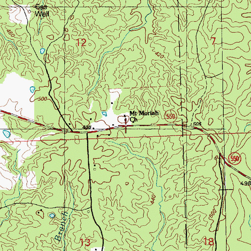 Topographic Map of Mount Moriah Church, MS