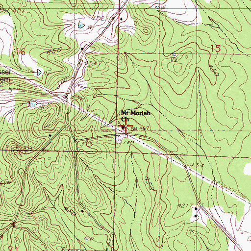 Topographic Map of Mount Moriah Church, MS