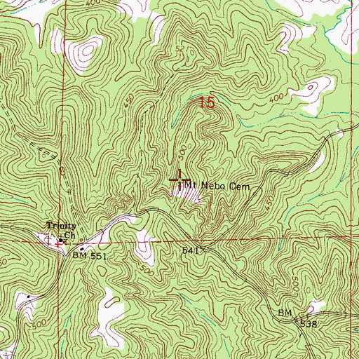 Topographic Map of Mount Nebo Cemetery, MS
