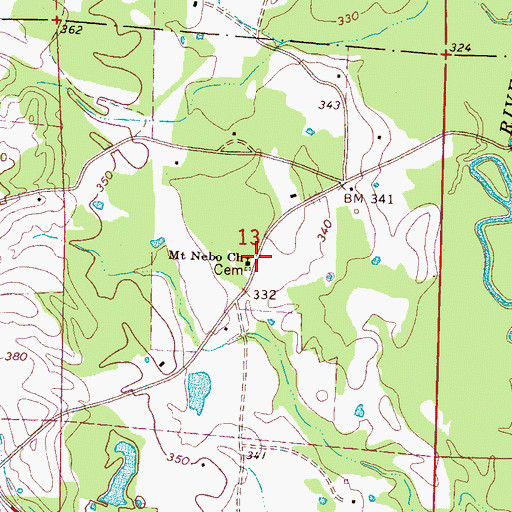 Topographic Map of Mount Nebo Church, MS