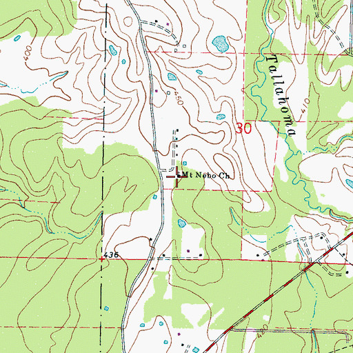 Topographic Map of Mount Nebo Baptist Church, MS