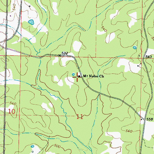 Topographic Map of Mount Nebo Church, MS