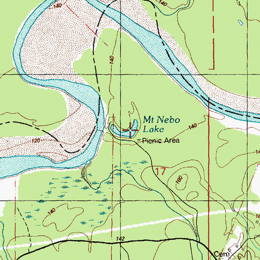 Topographic Map of Mount Nebo Lake, MS