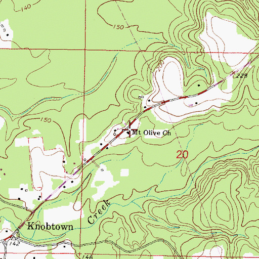Topographic Map of Mount Olive Church, MS