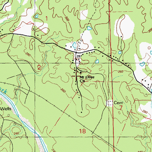 Topographic Map of Mount Olive Church, MS