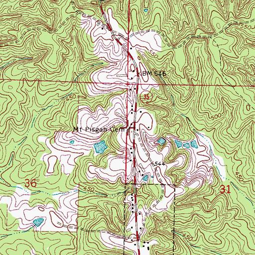 Topographic Map of Mount Pisgah Cemetery, MS