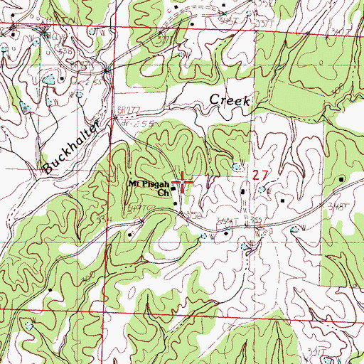 Topographic Map of Mount Pisgah Cemetery, MS