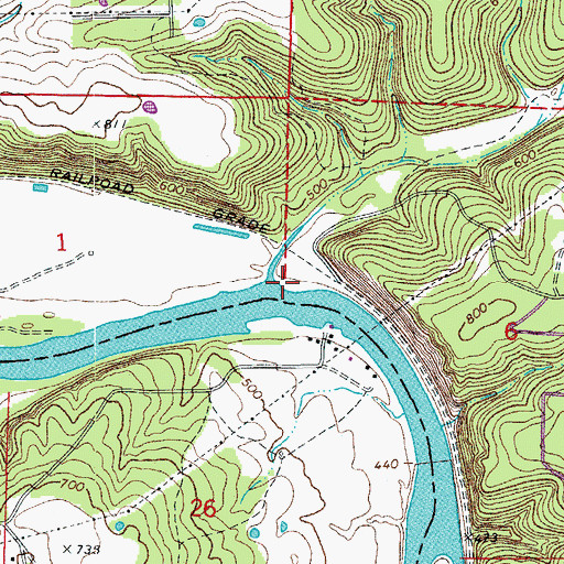 Topographic Map of Mouth of Bruce Creek Landing, AR