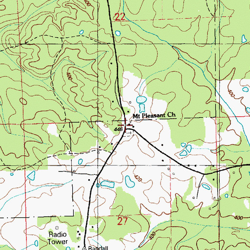 Topographic Map of Mount Pleasant Baptist Church, MS
