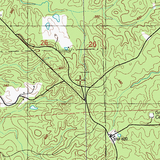 Topographic Map of Mount Pleasant Church, MS