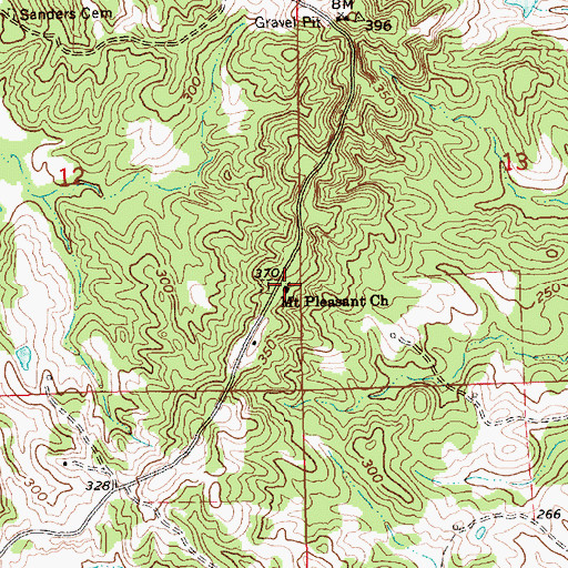 Topographic Map of Mount Pleasant Baptist Church, MS