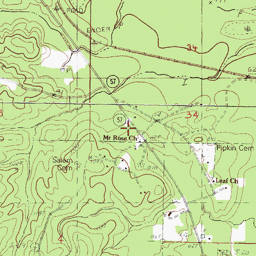 Topographic Map of Mount Rose School, MS