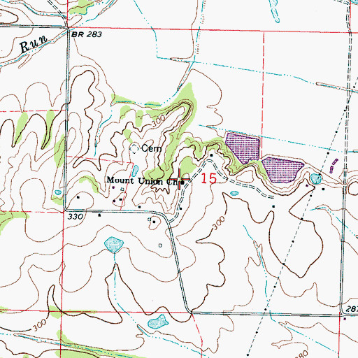 Topographic Map of Mount Union Baptist Church, MS