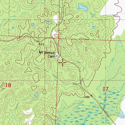 Topographic Map of Mount Vernon Cemetery, MS