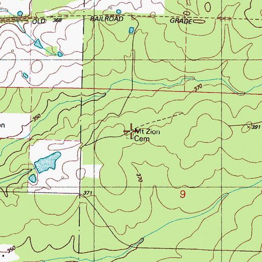 Topographic Map of Mount Zion Cemetery, MS