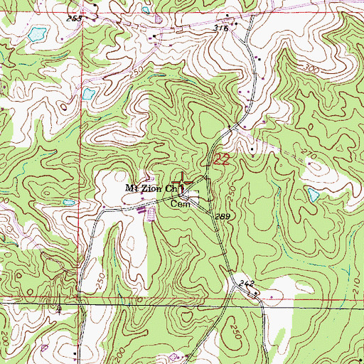 Topographic Map of Mount Zion Church, MS