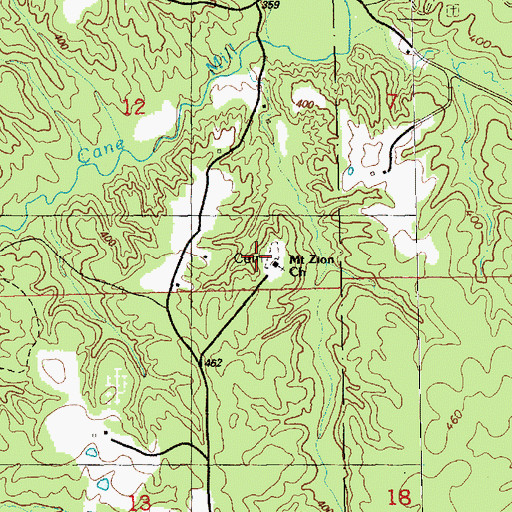 Topographic Map of Mount Zion Baptist Church, MS