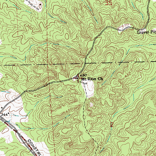 Topographic Map of Mount Zion Church, MS